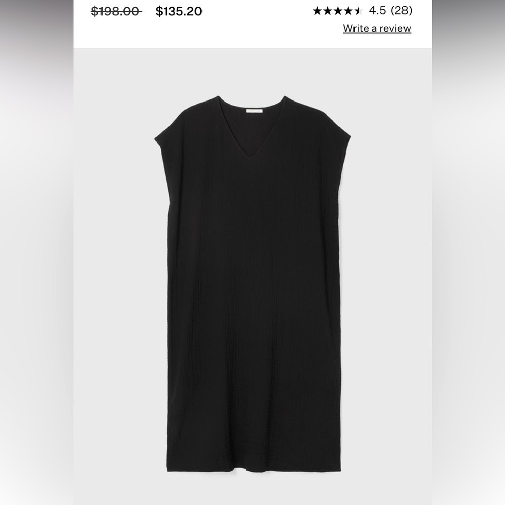Eileen fisher shift block pocket v neck dress m designer $168 spring classic